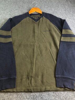 Abercrombie Fitch Shirt Mens Large Green Blue Rugby Y2K Long Sleeve Boxy